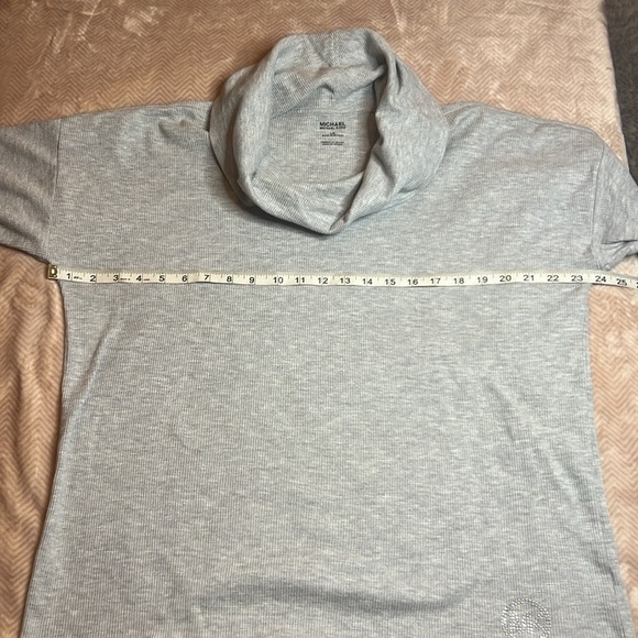 Michael Kors Waffle Knit Oversized Cowl Turtleneck Sparkle Logo sz L - Picture 5 of 6